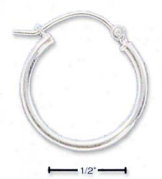 Sterling Silver Lightweight 20mm Hoops Curved Lock Earrings