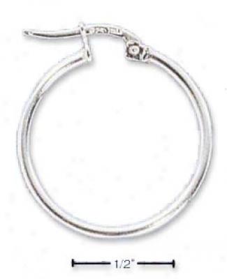 Sterling Silver Lightweight 23mm Hoops Curved Lock Earrings