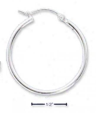 Sterling Silver Lightweight 28mm Hoops Curved Lock Earrings