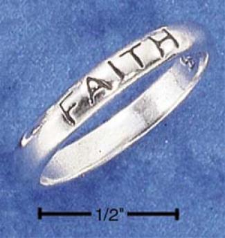 Genuine Silver Lightweight And Narrow Faith Band Ring