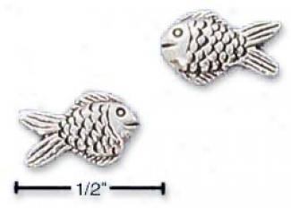 Sterling Silver Little Fish Post Earrings