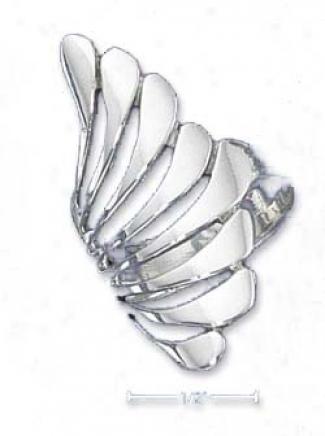 Sterling Silver Long Fanned Design Ring