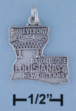 Sterling Silver Louisiana State Charm