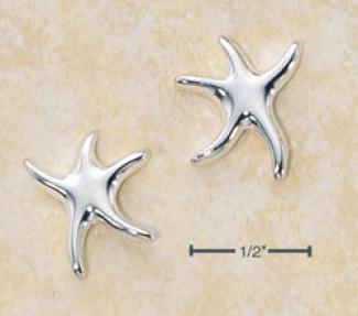 Sterling Silver Lovely Polished Small Starfish Post Earrings