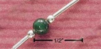 Sterling Silver Malachite On Liquid Silver Anklet