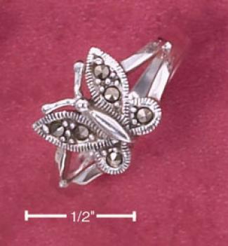 Sterling Silver Marcasite Butterfly Ring With Split Shank