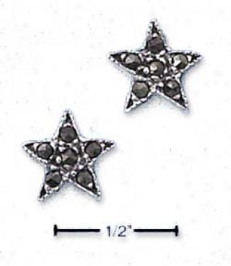 Sterling Silver Marcasite Star Post Earrngs
