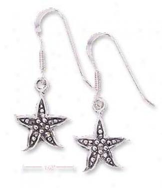 Sterling Silver Marcasite Starfish French Wire Earrings