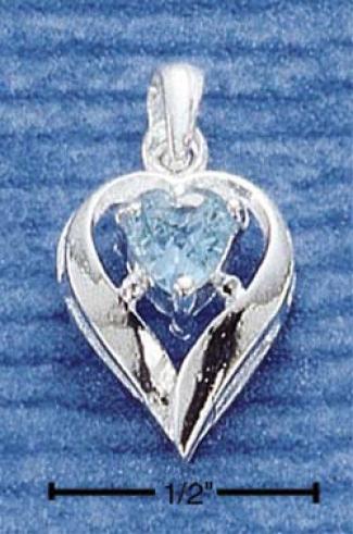 Sterling Soft and clear  March Cx Heart Charm