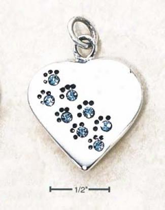 Sterling Silver March Cz Paw Heart Pendant (engravagle)