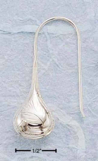 Sterling Silver Medium Etched Teardrop Earrings