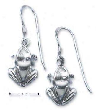 Sterling Silver Medium Frog Earrings On French Wires