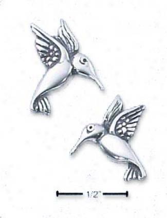Sterling Silver Medium Hummingbird Post Earrings