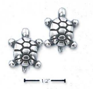 Sterling Silver Medium Turtle Speed Earrings