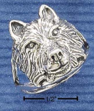 Sterling Silver Medium Wolf Head Ring