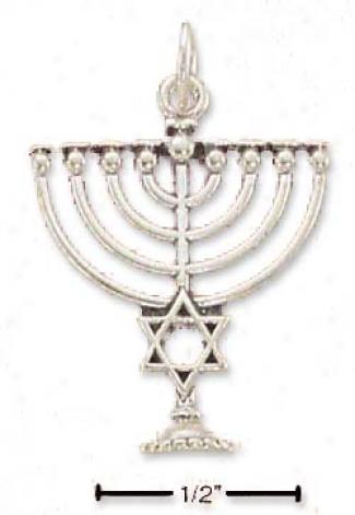 Sterling Silvery Menorah With Jewish Star Charm