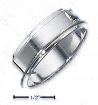 Sterling Silver Mens Plain Spinner Bajd Ring
