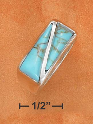 Sterling Silver Mens Resonance With Turquoise Wedge Stone Insets