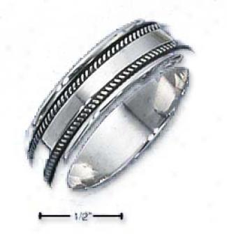 Sterling Silver Mens Spinner Ring Knurled Edge Spinning Ring