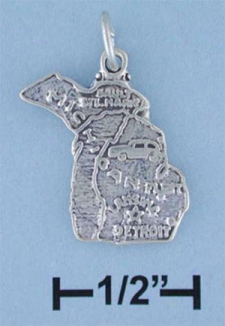 Sterling Silver Michigan State Charm