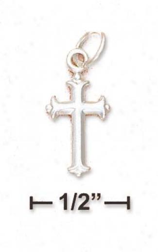Sterling Silver Mini 1/ Inch Cross Charm With Branched Ends
