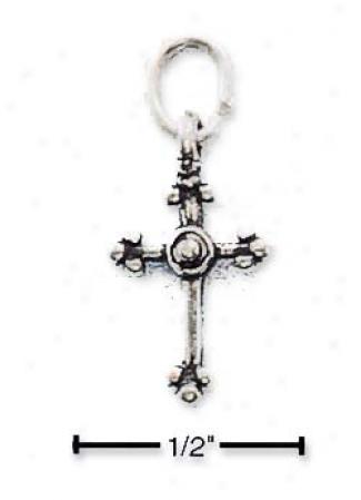 Sterling Silver Mini Antiqued Cross Charm