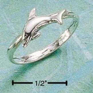 Sterling Silver Mini Antiqued Dolphin Ring