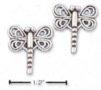 Sterling Silver Mini Dragonfly Post Earrings