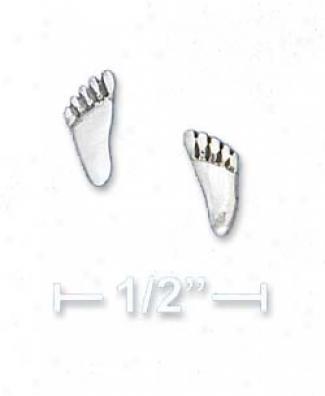 Sterling Silver Mini Feet Post Earrings