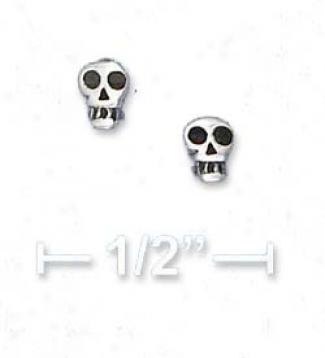 Sterling Silver Mini Skull Post Earrings