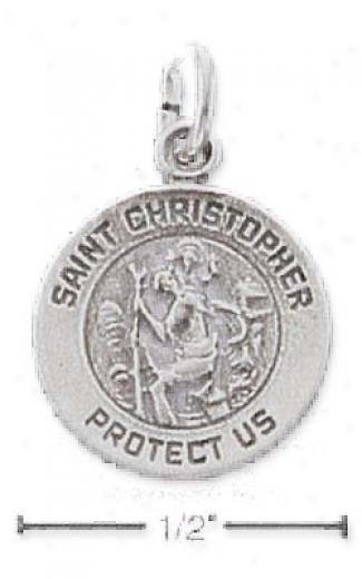 Sterling Silver Mini St Christopher Medallion Charm