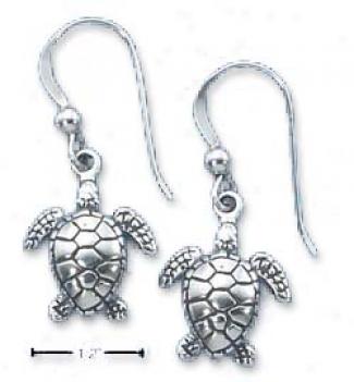 Sterling Silver Mini Turtle Earrings On Frenc Wires