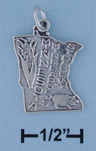 Sterling Silver Minnesota State Charm