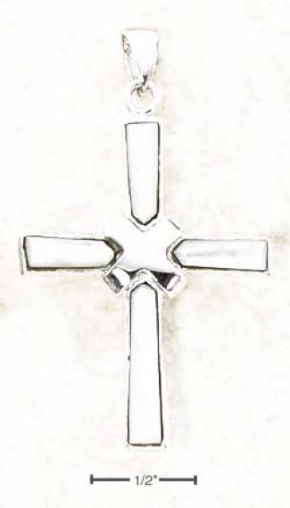 Sterling Silver Mop Cross With X In Center Pendant
