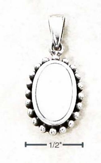 Sterling Silver Mop Oval With Beaded Border Pendant