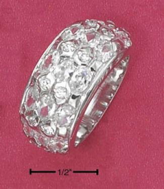 Genuine Silver Multi Clear Oval Cz Band Ring