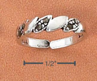 Genuine Silver Multi-marquis Marcasite Twist Toe Ring
