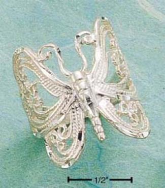 Sterling Silver Unaccustomed Large B-fly Filigree Ring