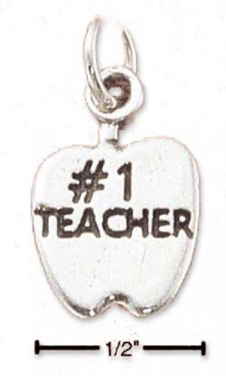 Sterling Silver Number 1 Teacher Apple Charm