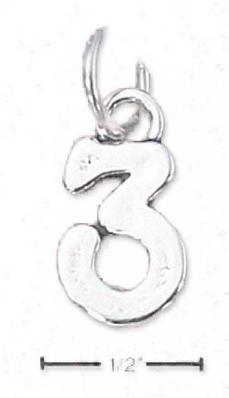 Sterling Silver Number 3 Three Charm