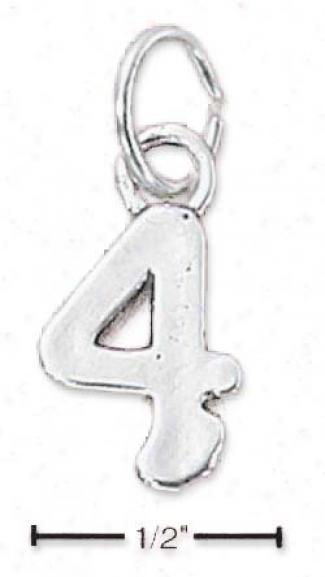 Sterling Silver Number 4 Four Charm