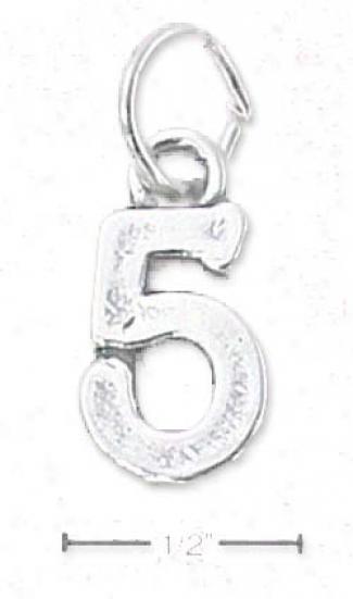 Sterling Silver Number 5 Fivs Charm