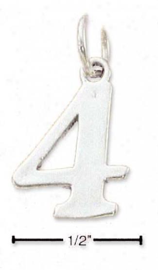 Sterling Silver Number Number 4 Charm
