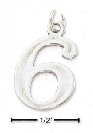 Sterling Silver Number Number 6 Charm