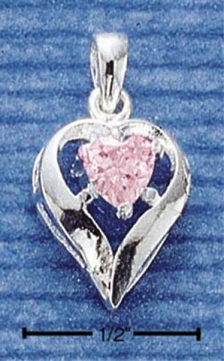 Sterlimg Silver October Cz Heart Charm