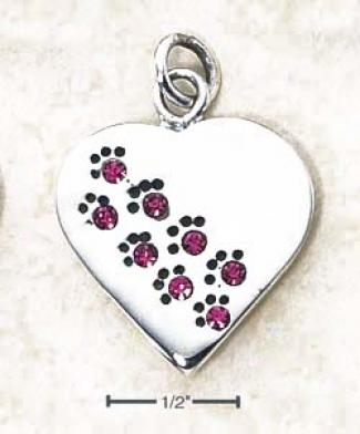 Sterling Silver October Cz Paw Heart Pendant (engravable)