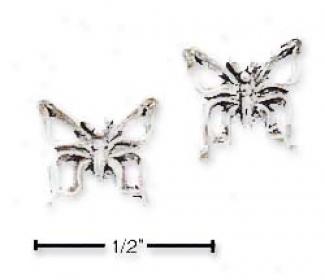 Sterling Silver Open Butterfly Post Earrings