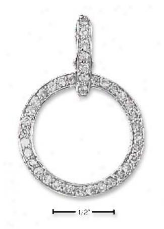 Sterling Silver Frank Circle Cz Pendant Removable Oval Bail