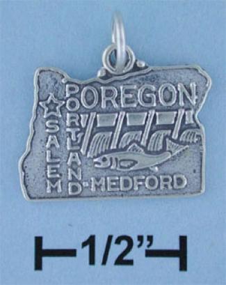 Sterling Silver Oregon State Charm
