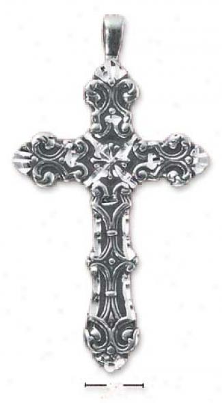 Sterling Silver Ornate Cross With Exquisite Detailing Charm